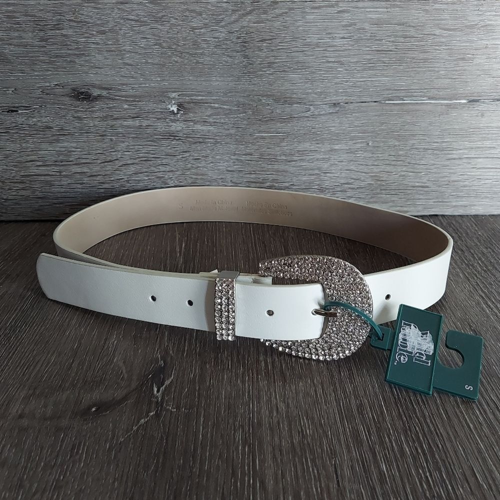 NEW Wild Fable White Belt with Rhinestone Buckle Small